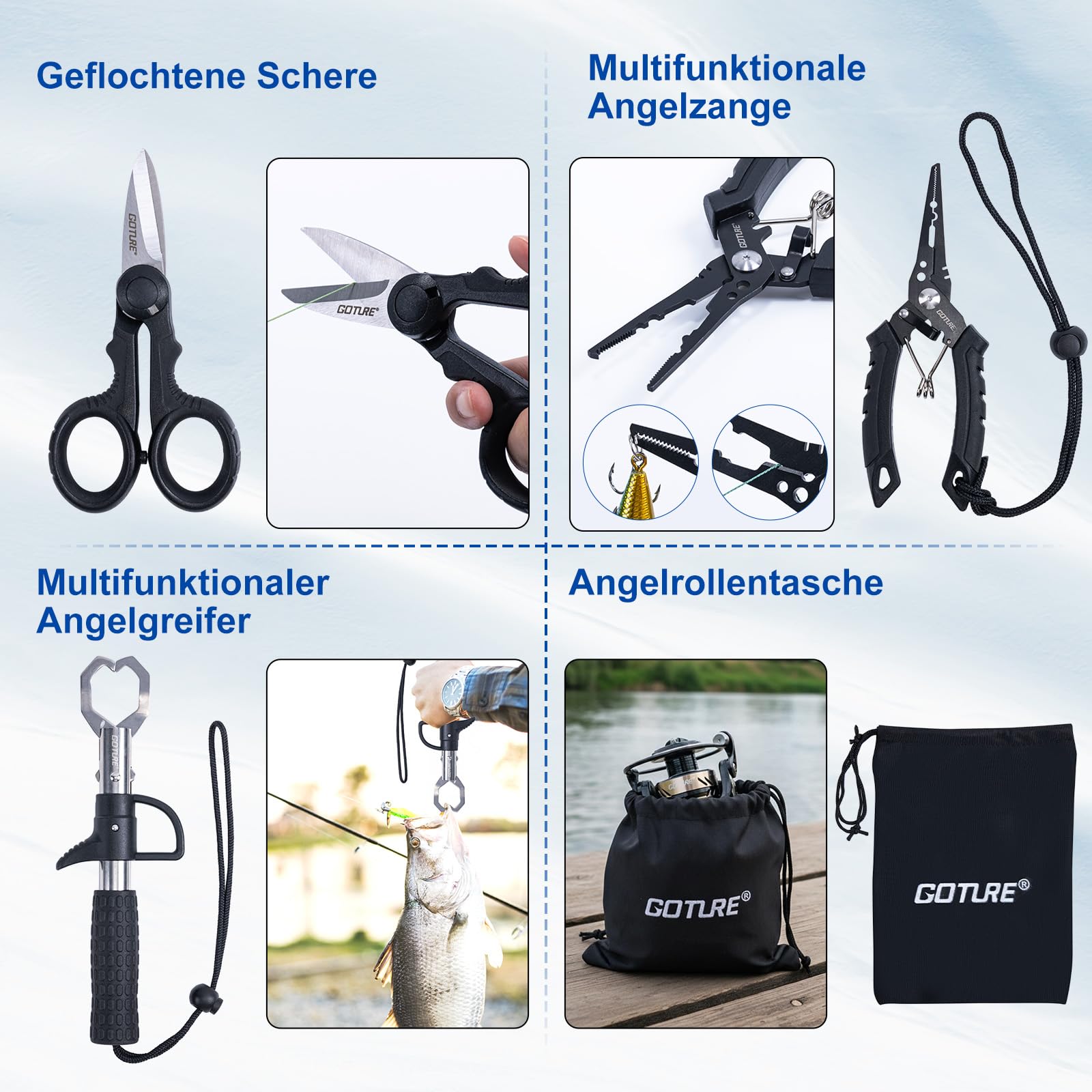 Goture Angelset mit 2 Teleskop-Angelruten, Angelrute Set Komplett 2 5.2:1 Spinnrolle (9+1 Bearing), Schnur, Köderbox & Tragetasche – für Salz-/Süßwasser, Reisen–Angelgeschenk