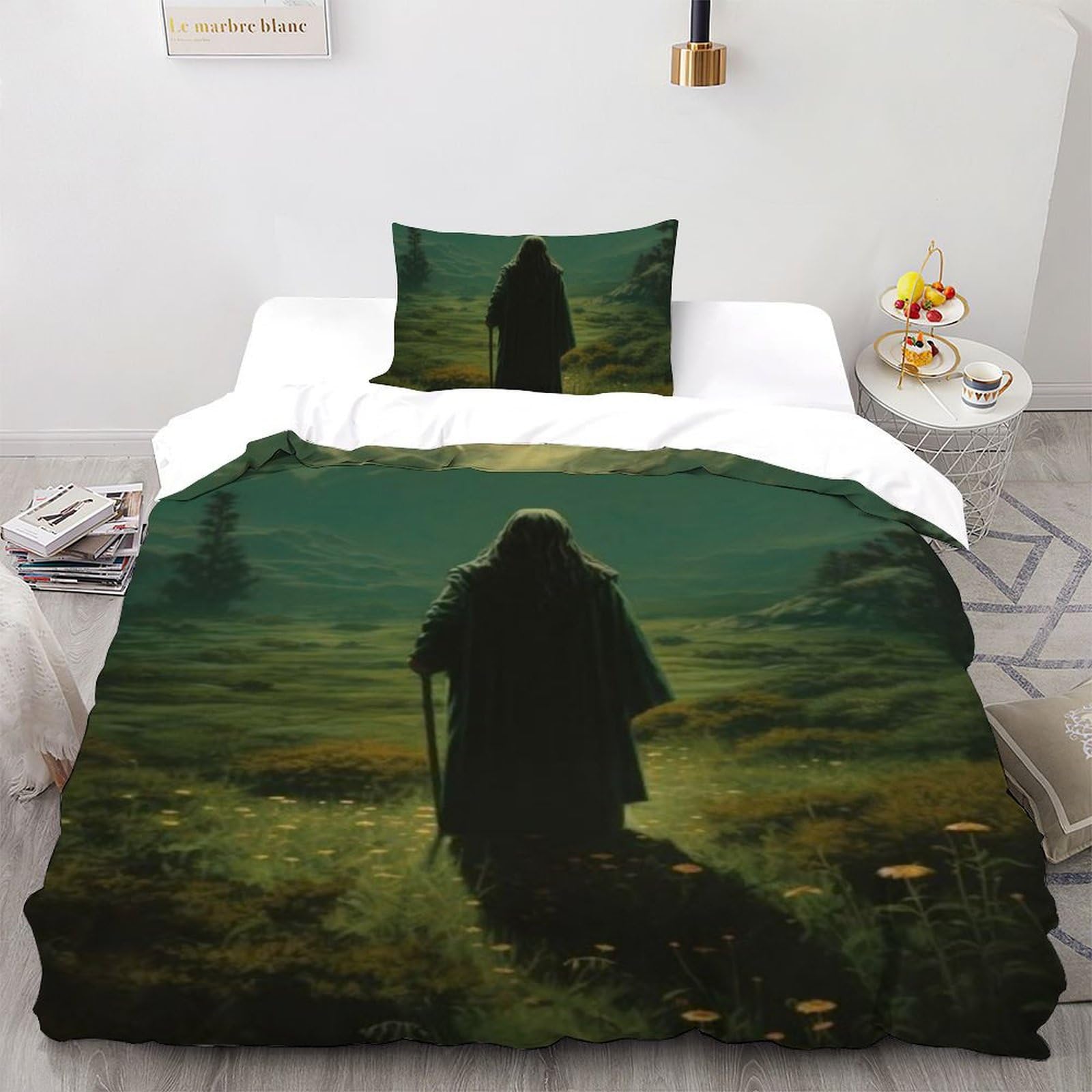 Housse de couette single microfibre imprimé 3D l'homme mystérieux 135x200cm pour lit filles