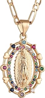 14K Gold Plated Virgin Mary Prayer Necklace for Women Girls Dainty Our Lady of Guadalupe Amulet Pendant Jewelry Gift