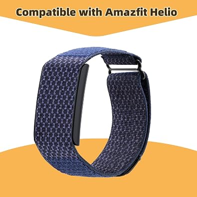 Nylon Sport Replacement Strap Compatible with Amazfit Helio Band, Adjustable Loop Arm Strap - Breathable & Sweatproof Wristband for Fitness Tracker