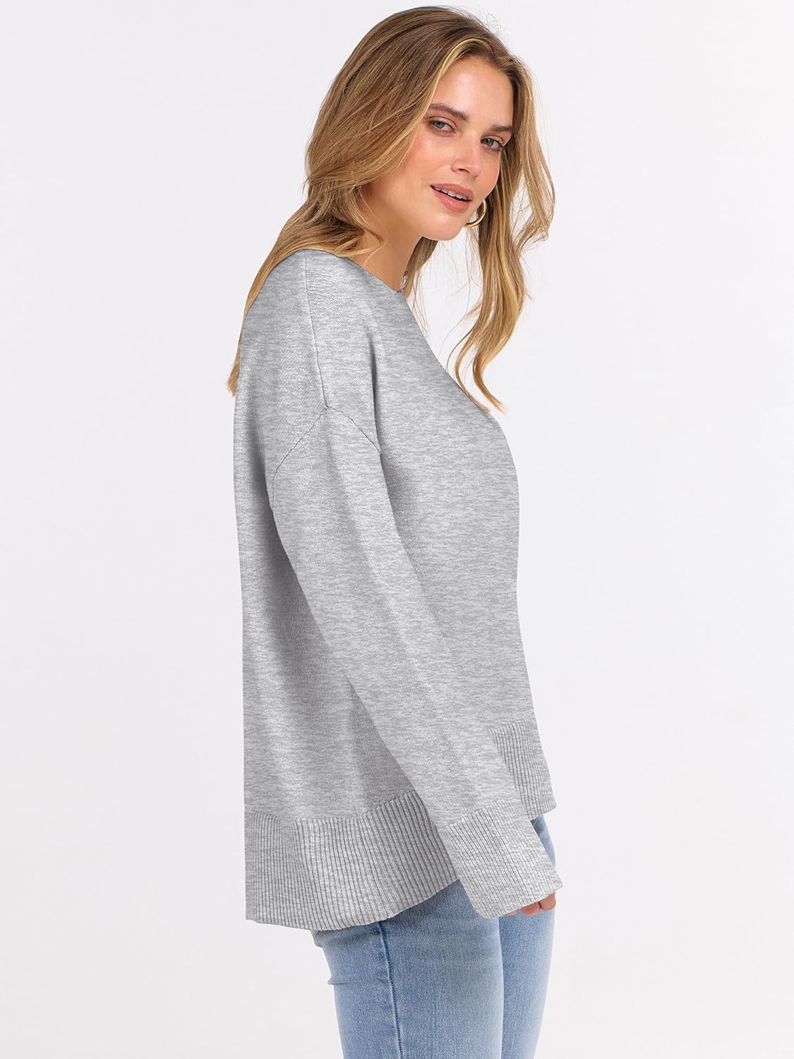 ANRABESS Sweaters for Women 2025 Fall Long Sleeve Casual Loose Fit Knitted High Low Hem Basic Pullover Sweater Tops - Image 4