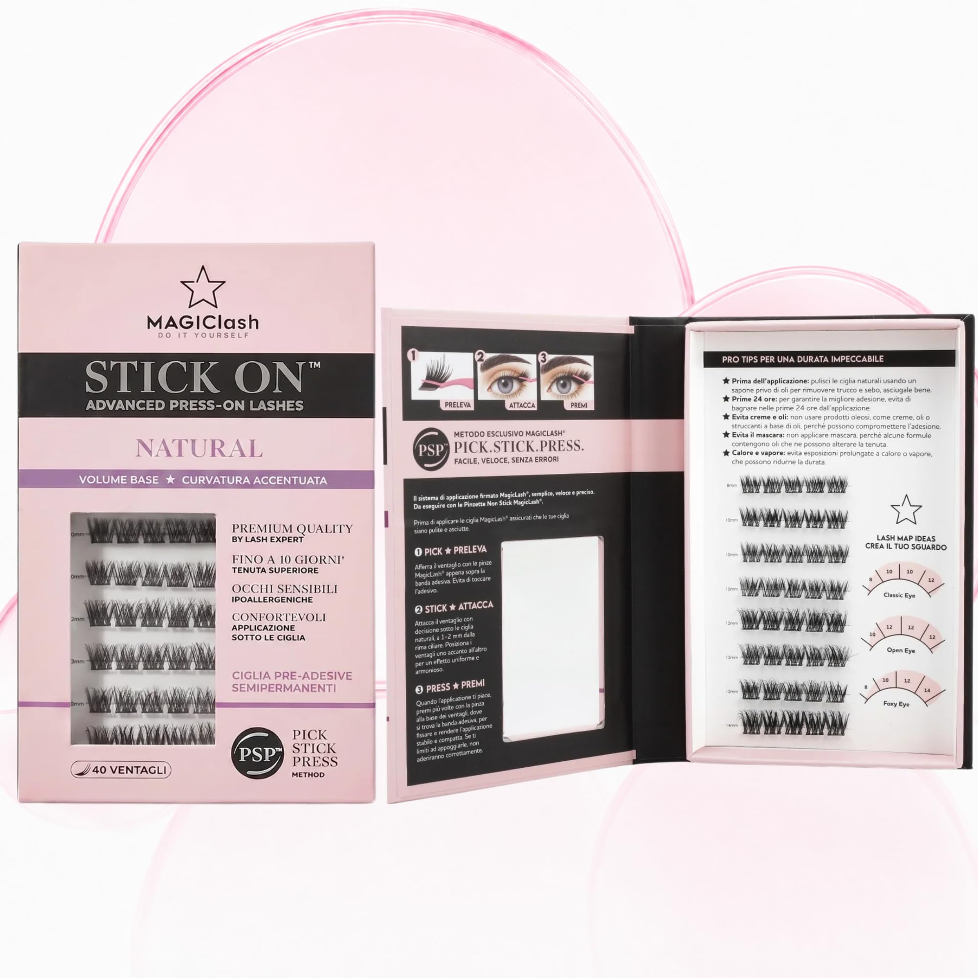 Ciglia Press and Go Natural Autoadesive Lash Cluster | Ciglia Finte Naturali Senza Colla, con Adesivo, Tenuta 10 Giorni, Sotto-Ciglia Invisibile, Leggere Ipoallergeniche Waterproof