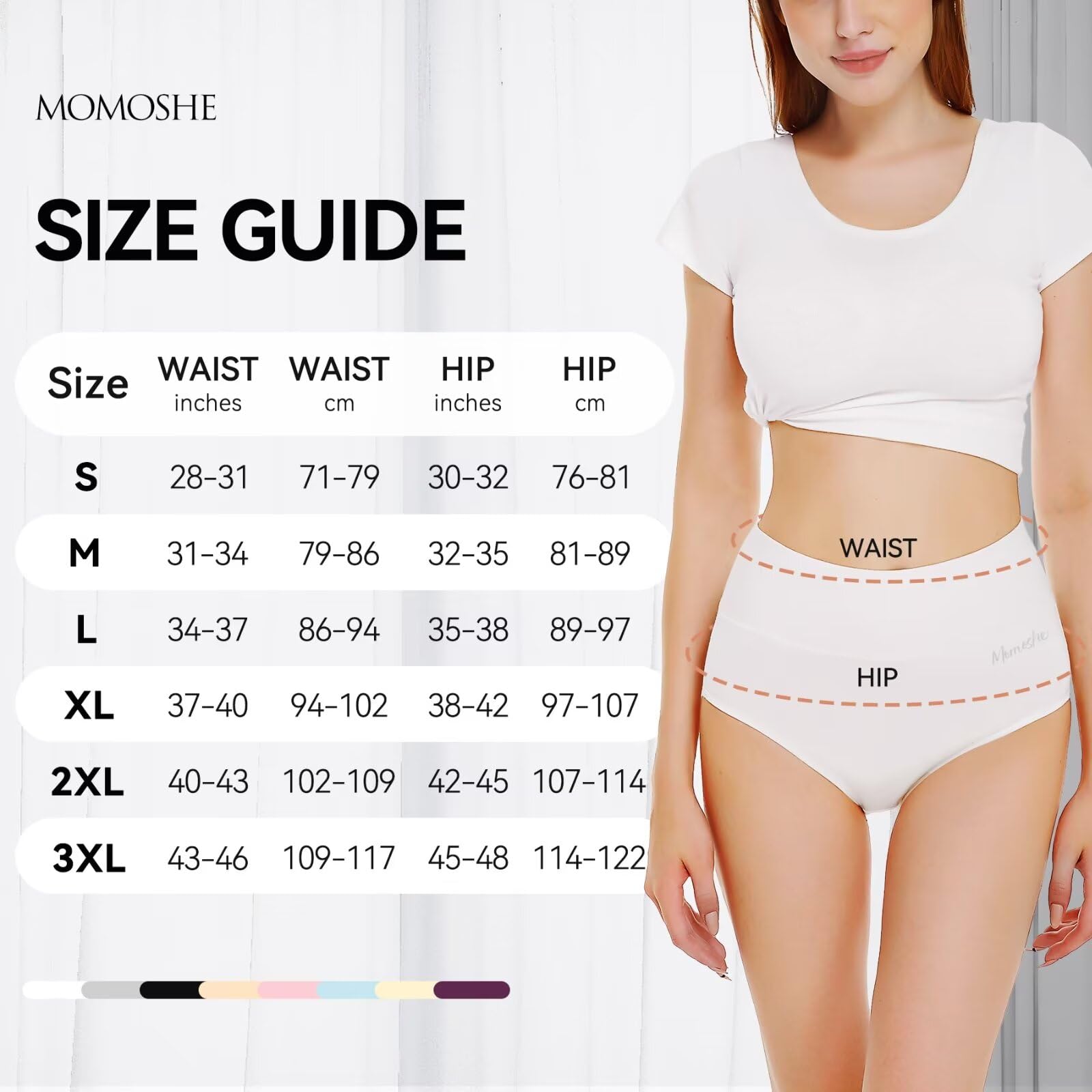Momoshe Mutande Donna Cotone Vita Alta Pacco da 5 Slip Traspirante Culotte Comode Elasticizzato Intimo