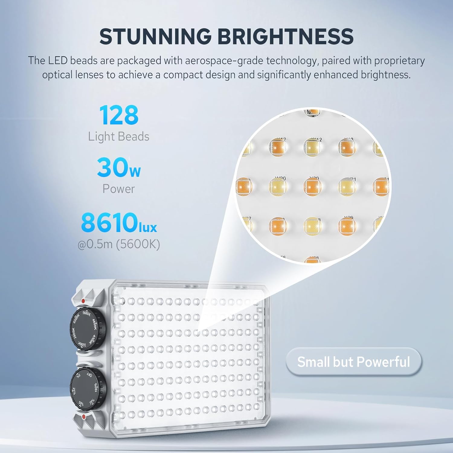 Godox C30Bi Bi-Color On Camera Video Light 30W, 2800K~6500K, Portable Camera Light for Photography & Video, Ultra Brightness, TLCI96+, Pocket LED Video Light Panel, LED DSLR Lighting for YouTube