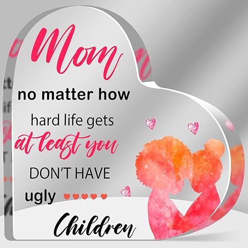 Regalos de cumpleaños para mamá, regalos para el día de la madre, regalos para mamá de hija, recuerdo de corazón acrílico, regalos significativos