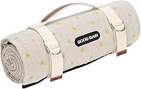 GGOODGAIN Waterproof Picnic Blanket Large 78x57 Sandproof Beach Mat Foldable Portable with Strap for Camping Park Family Outdoor (Yellow Flower)
