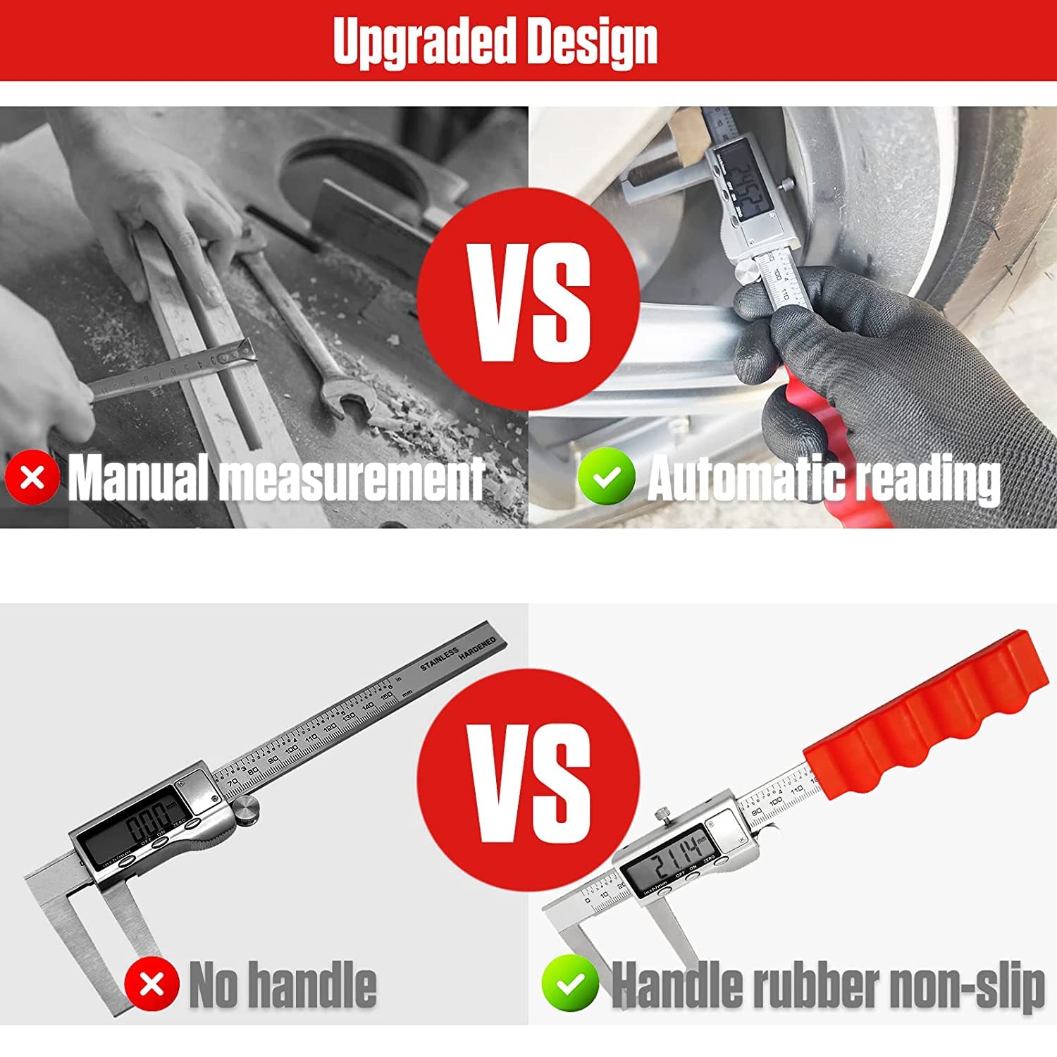 Micrómetro de rotor de freno de disco, herramienta de medición de pinza de rotor de freno de 6 pulgadas, conversión de pulgadas y milímetros, calibrador electrónico Vernier de acero inoxidable
