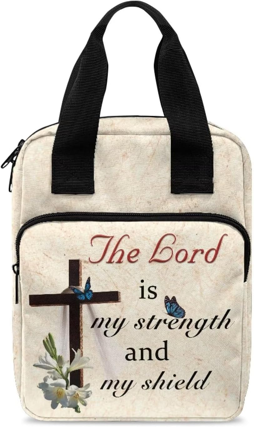 Mumeson Bible Cover for Men Women Big Size Bile Case Scripture Handbag with Multi Pockets Church Tote Bag