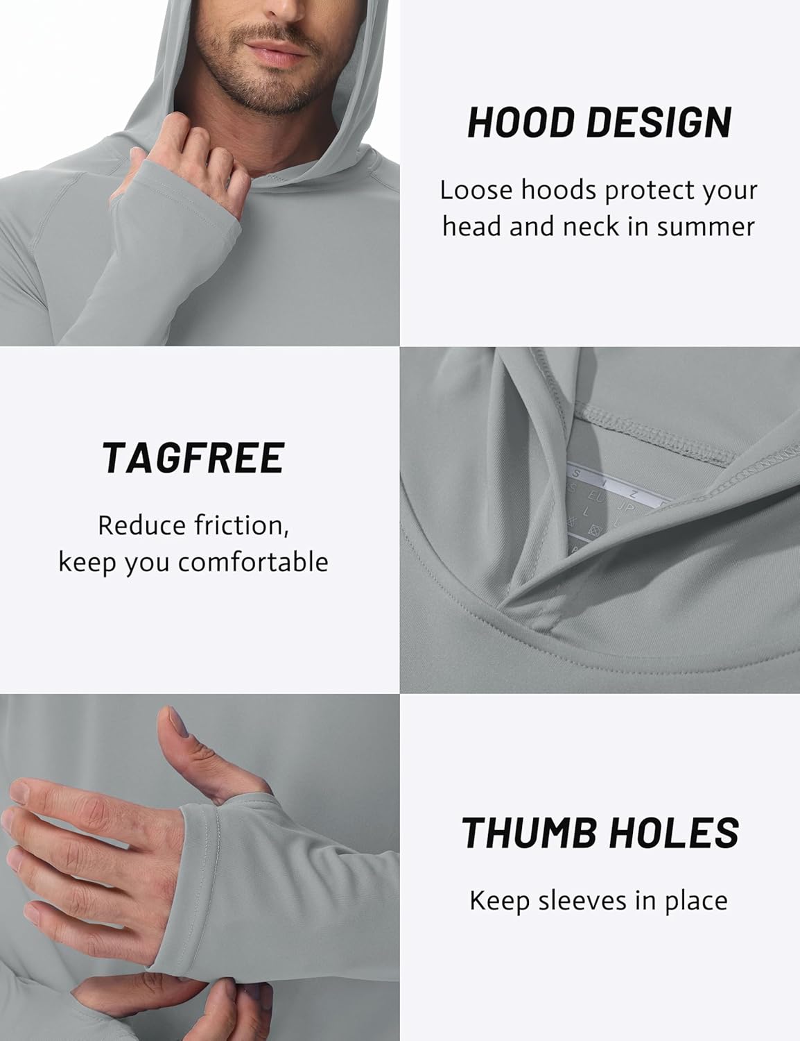 TACVASEN Men's Long Sleeve Active T-Shirts UPF 50+ Hoodies Sun Protection Shirt Lightweight Quick Dry Rash Guards - Image 6