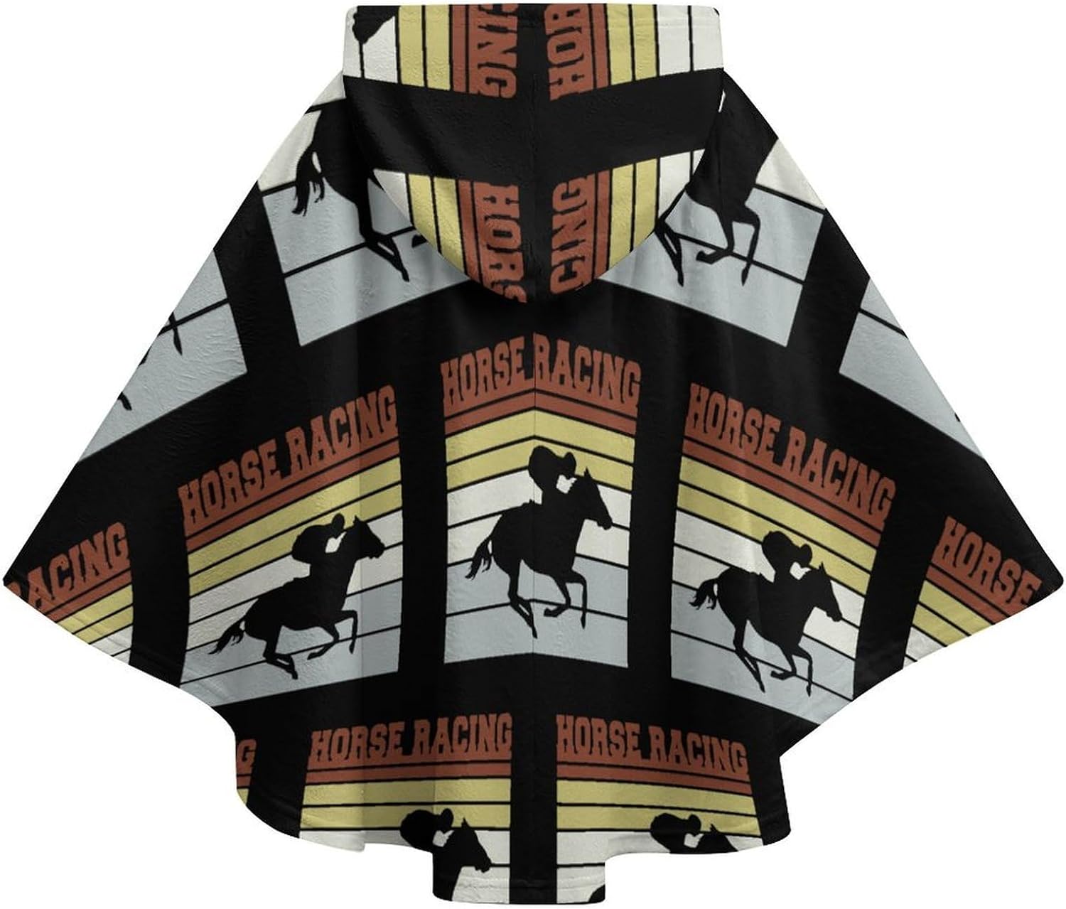 Vintage Horse Racing Team Wearable Blanket with Hooded Flannel Blankets Cape with Pocket