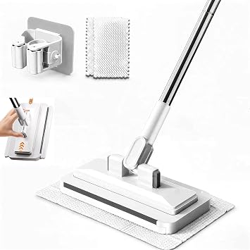Hands Free Flat Mop, 43.4" Handle, Shark Grip, 2-in-1 Mop & Glass Scrubber