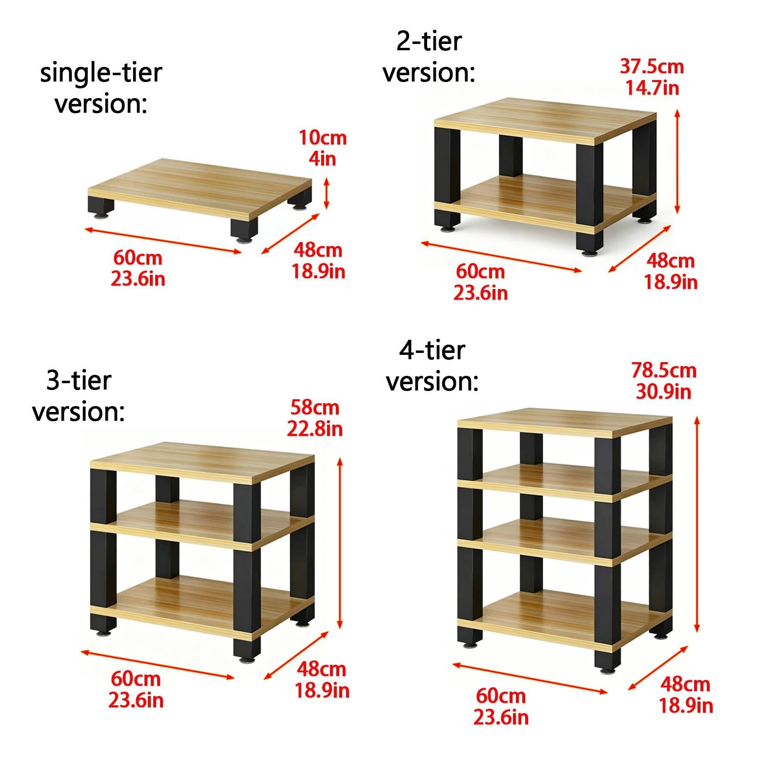 Rack Audio, Supporto Stereo Con Telaio In Acciaio Al Carbonio E Ripiani