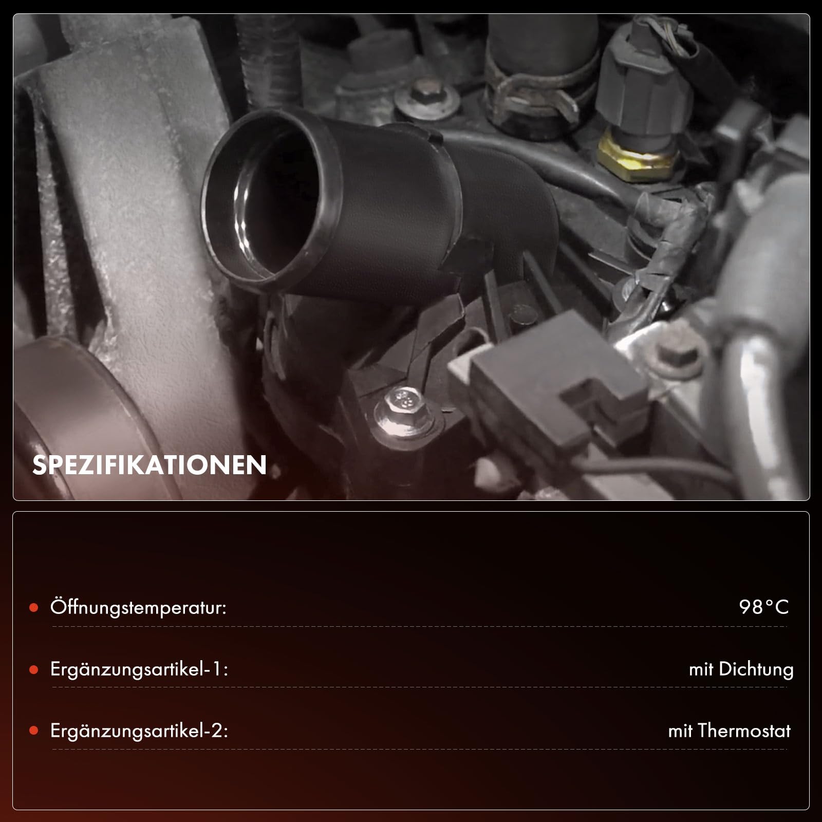 Frankberg Termostato del liquido di raffreddamento 98°C 9804160380 | Compatibile con: Zafira Life Bus K0, C-Max II Van, Grandland X A18 P1UO, 308 II L3 LB LH LP LW, Pianale/telaio Jumper