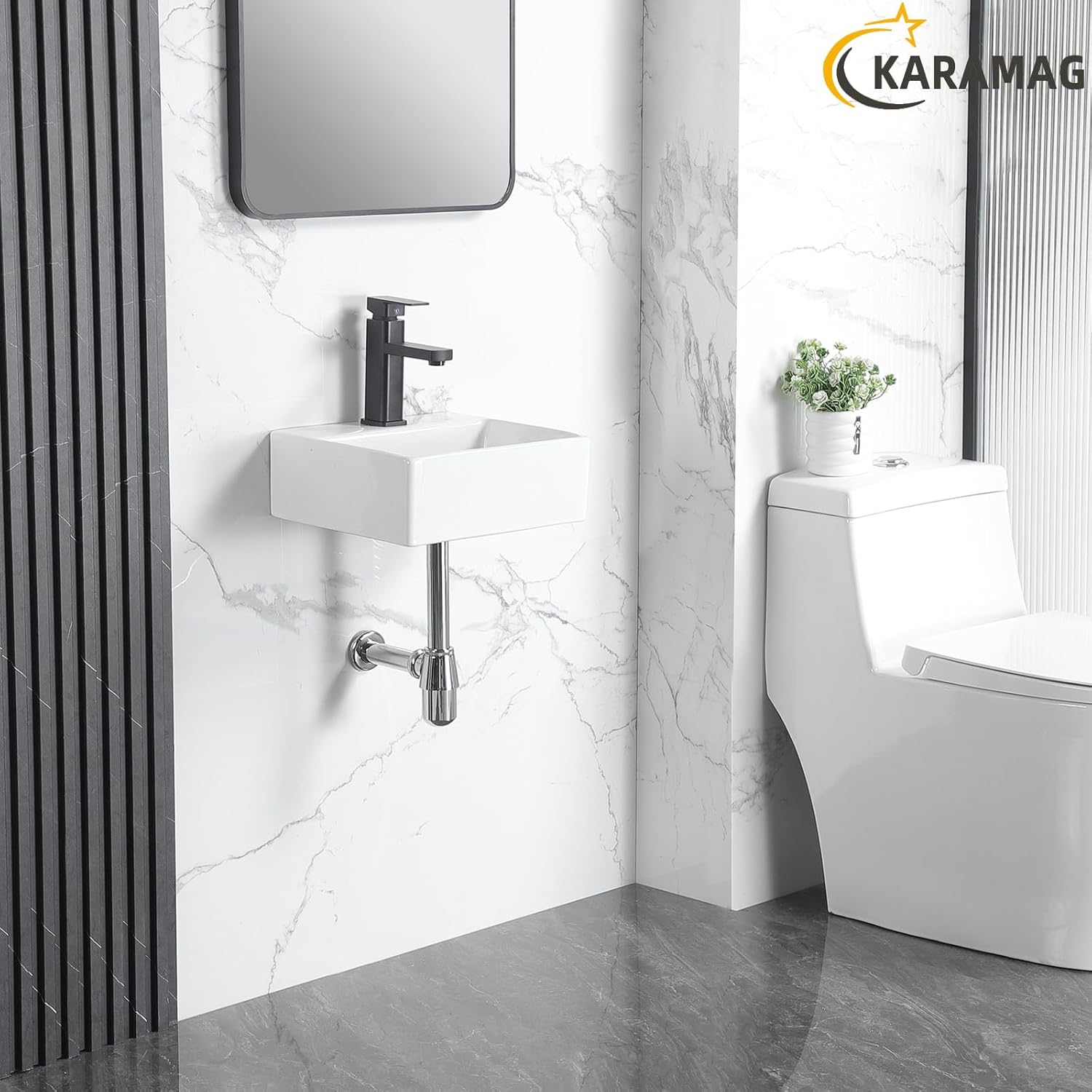 Small Vessel Sink 13"x11" Wall Mount Bathroom Sink Rectangular White Porcelain Ceramic Mini Floating Tiny Bathroom Wall Mounted RV Sink