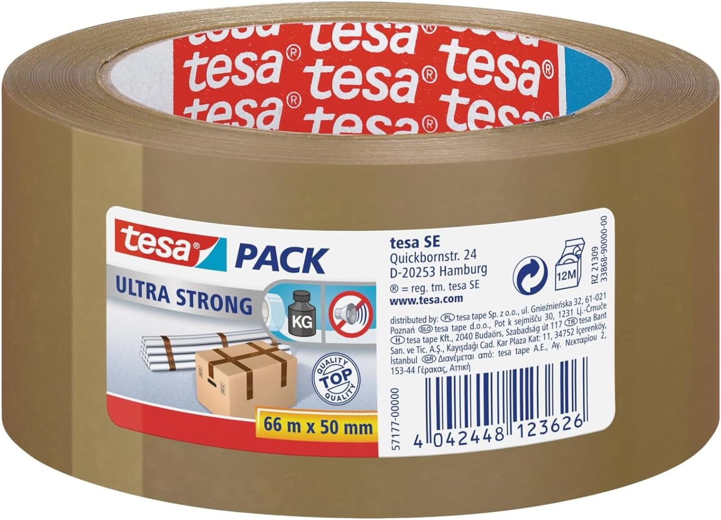 Ultra Strong Packaging Tape - 66m x 50mm, Brown