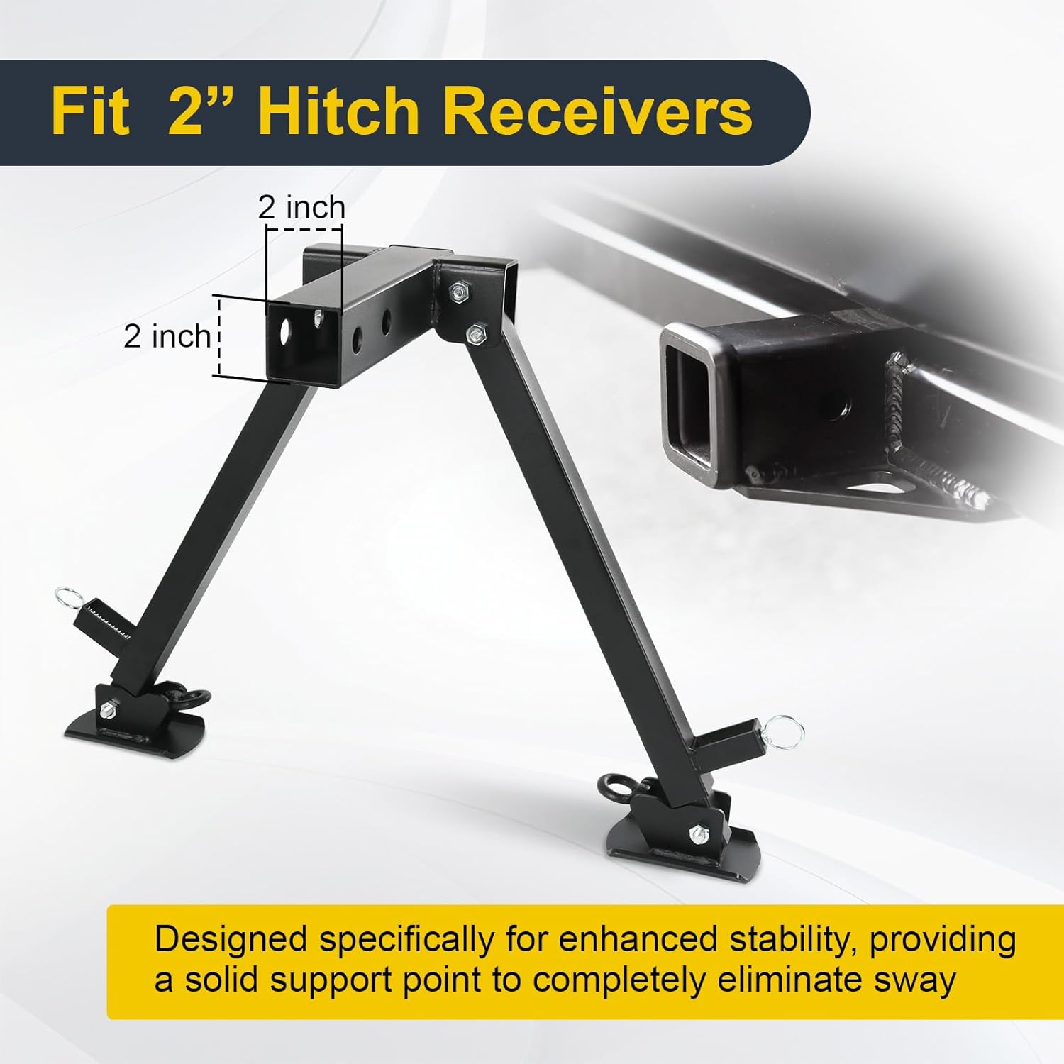 RV Hitch Mount Stabilizer, Adjustable Camper Rear Bumper Stabilizer Fit for Any 2” Hitch Receivers Motorhomes/Travel Trailers/5th Wheels