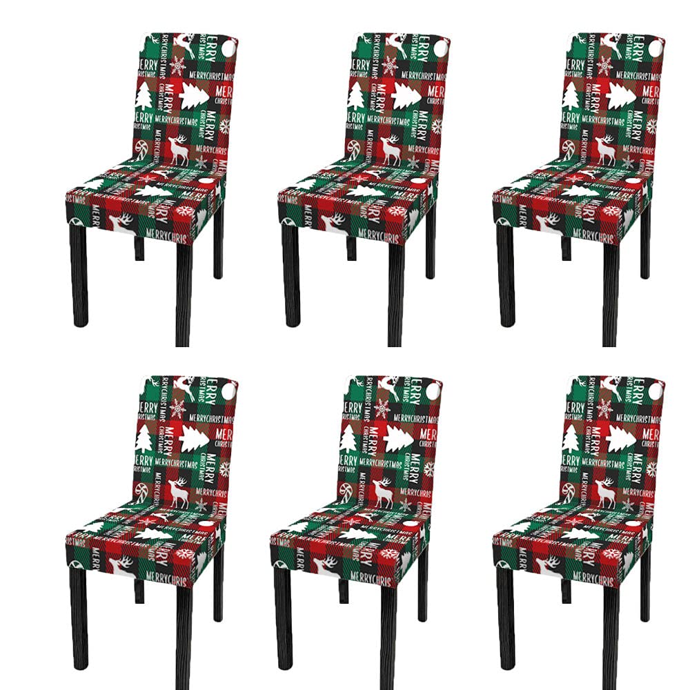 Housse de siège à motif de Noël classique et protecteur de chaise élastique lavable