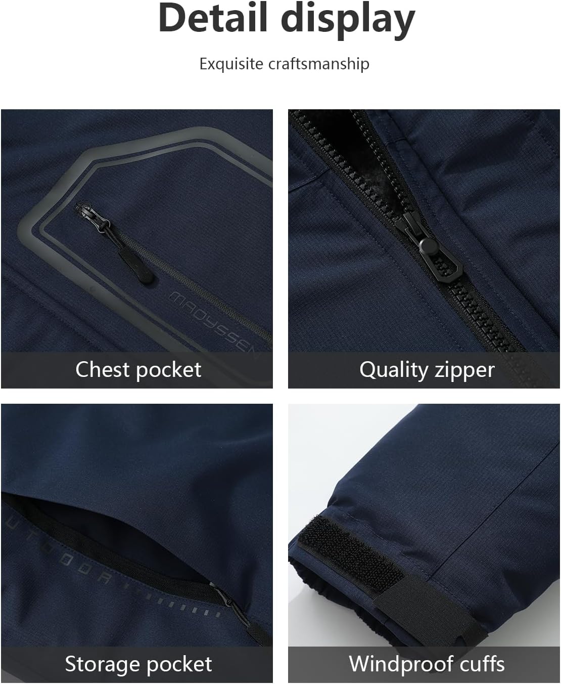 Men's waterproof ski jacket fleece lined warm winter hooded snow jacket windproof mountaineering ski windbreaker - Image 5