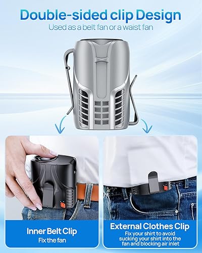 Miniatura 6 de Ventilador de cintura personal portátil 2025 y ventilador de cuello, motor sin escobillas de 14000 RPM, recarga de 40 horas de funcionamiento,
