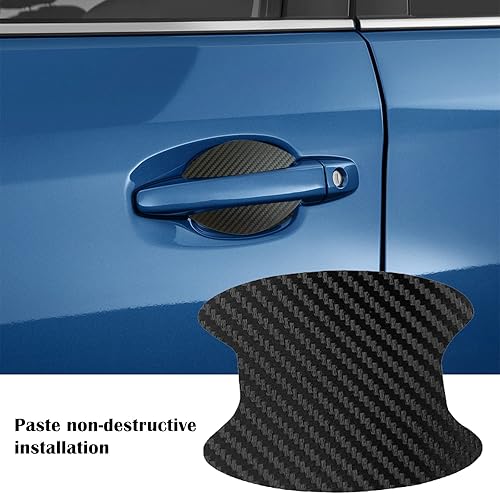 Miniatura 4 de kingsea 4 protectores contra arañazos para manija de puerta de automóvil, textura magnética extraíble de fibra de carbono 3D, textura de fibra de