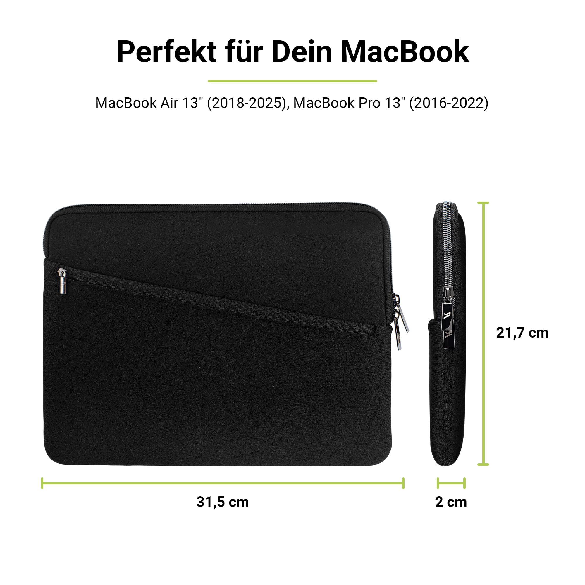 Artwizz Neoprene Sleeve Pro für MacBook Air 13 (2018-2022) & MacBook Pro 13 (2016-2022), Black