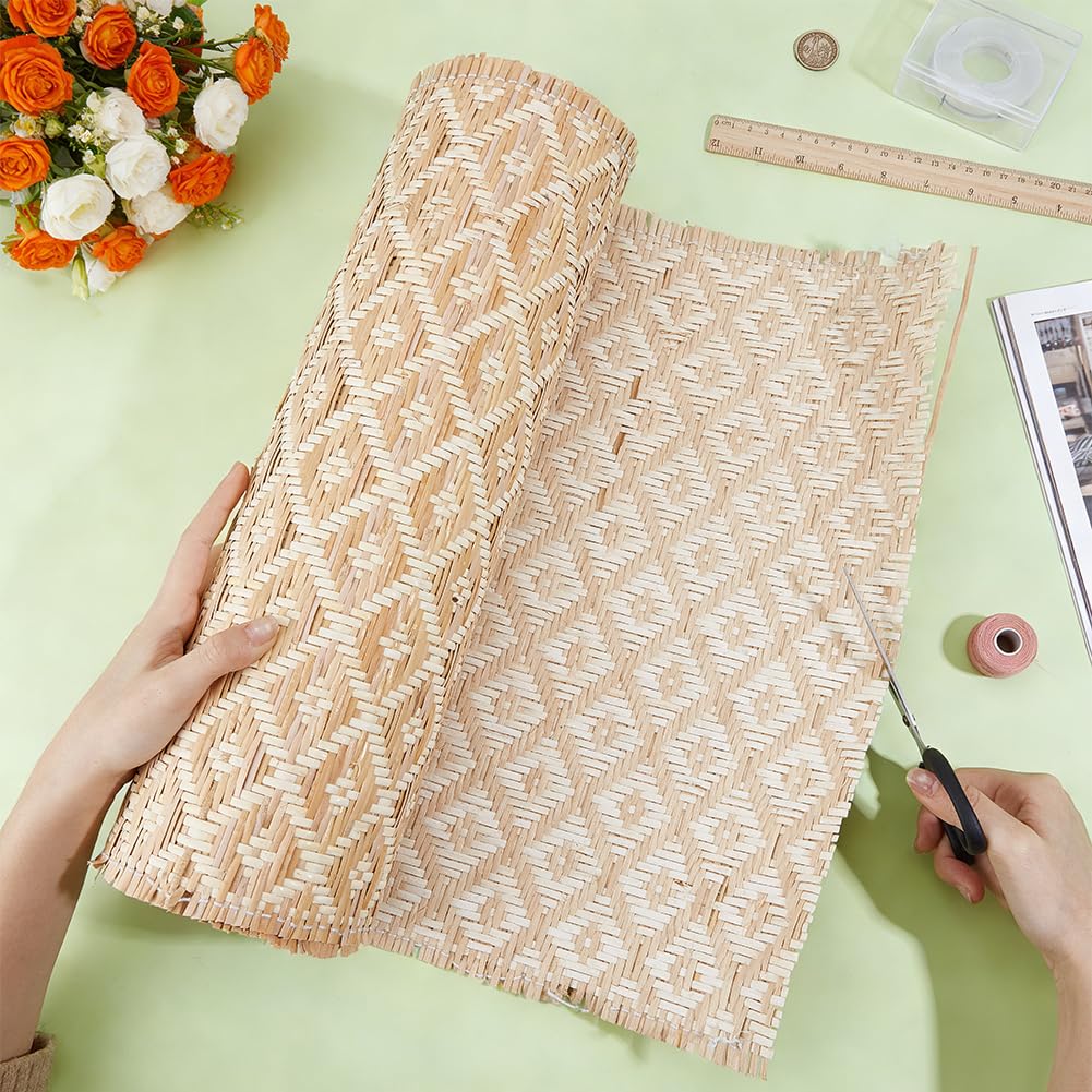 BENECREAT 2 m x 425 mm de tela de ratán natural, tejido de ratán tejido de tela de ratán abierto, material de caña de malla abierta para muebles, sillas, armarios, techos, camas