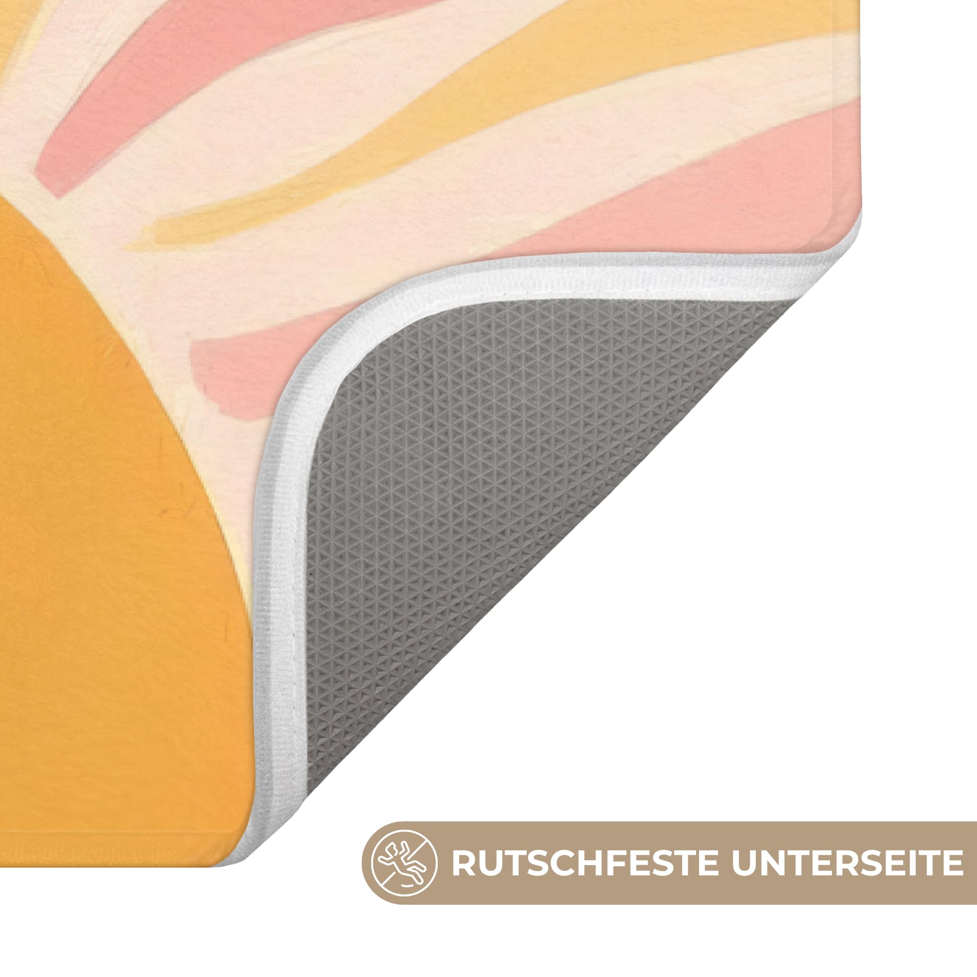 Duschvorleger Badezimmer Deko Badematte rutschfest Bathroom | 60x90 cm - Rechteckig - Vorleger Badmatten Duschteppich Weichschaummatte Illustration - Sonne - Pastellfarben