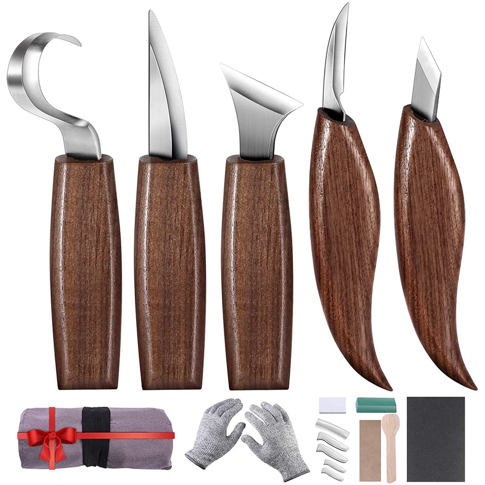 Set Di Strumenti Per Intaglio Del Legno, Coltello Da Intaglio in Legno Per Affilare Lavorazione Del Legno, Scalpello Da Taglio,Scalpello Per Uncino,Scalpello Per Dettagli,Cera Per Lucidatura