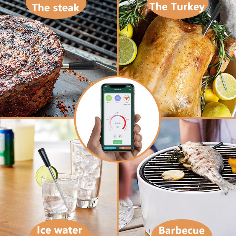 review Smart Meat Thermometer - Stillshin Meat Thermometer,Meat Thermometer Digital,+/-1° C (+/-1.8° F) Bluetooth Meat Thermometer with App for Oven, Grilling, Cooking, Smokers, BBQ