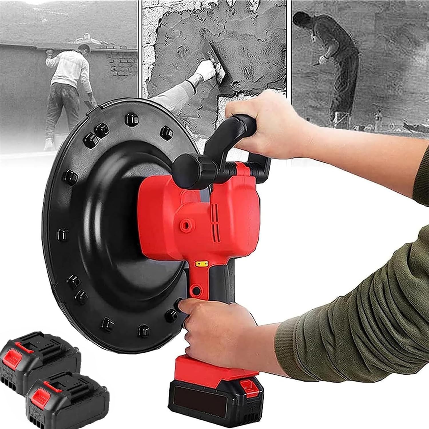 Levigatrice elettrica per cartongesso, levigatrice portatile per cartongesso 80-210 giri/min, 6 velocità regolabili, lucidatrice per lisciatura della superficie della parete con cazzuola