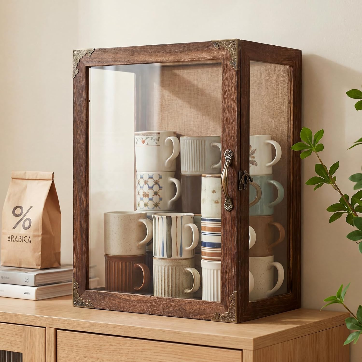 Vicenpal Deep Shadow Box Frame 14" x 11", Depth 6" Shadow Boxes Display Case Rustic Burnt Wood Clear Acrylic Panels Memory Box for Flowers Picture Graduation Cap Wedding Medals