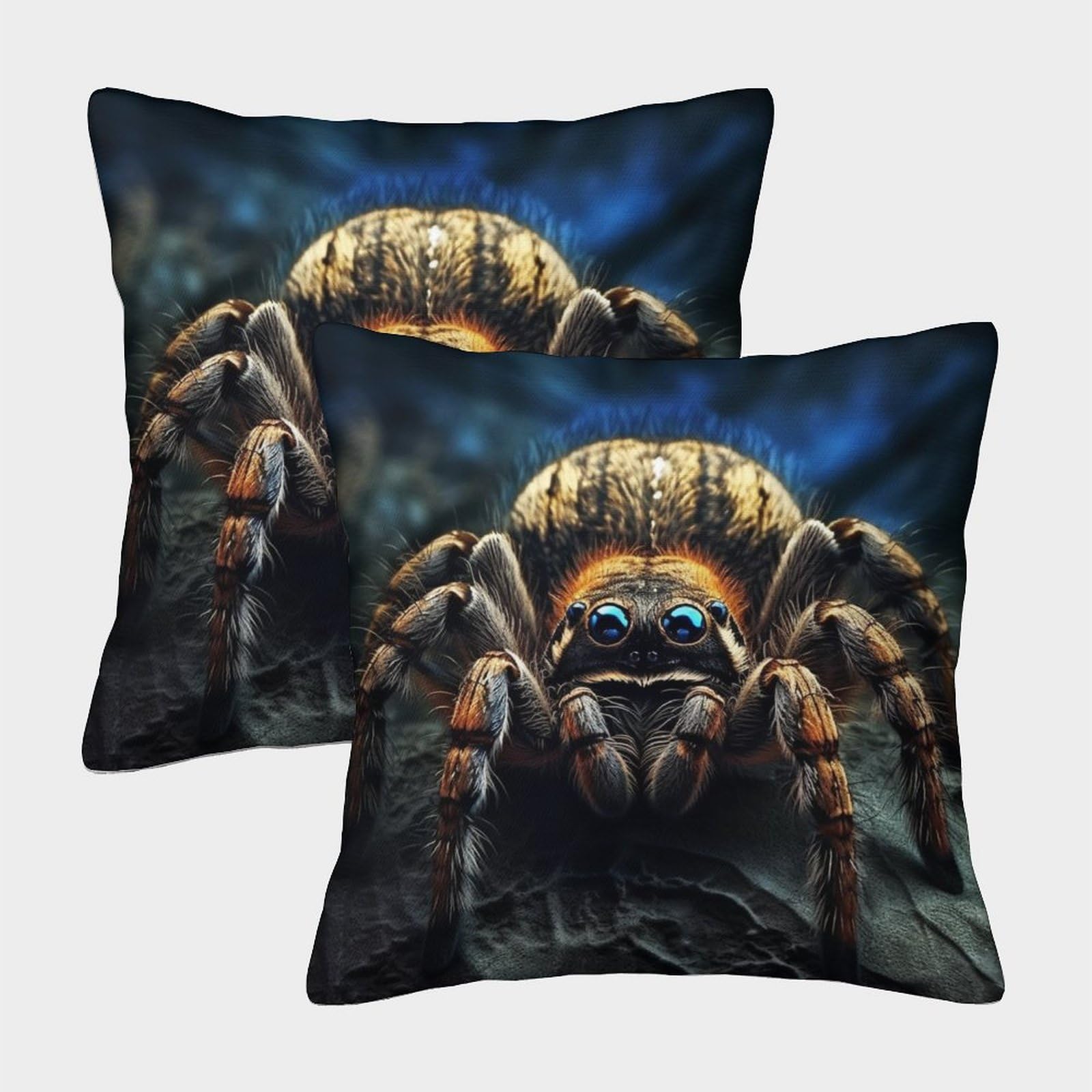 MEFESE 3D Printed Spider Throw Pillow Covers Wildlife Spider Pillow Case Cushion Garden Cushion Super Soft Pack of 2 for Home Couch Sofa Decorative, Gifts 40x40cm — image 1