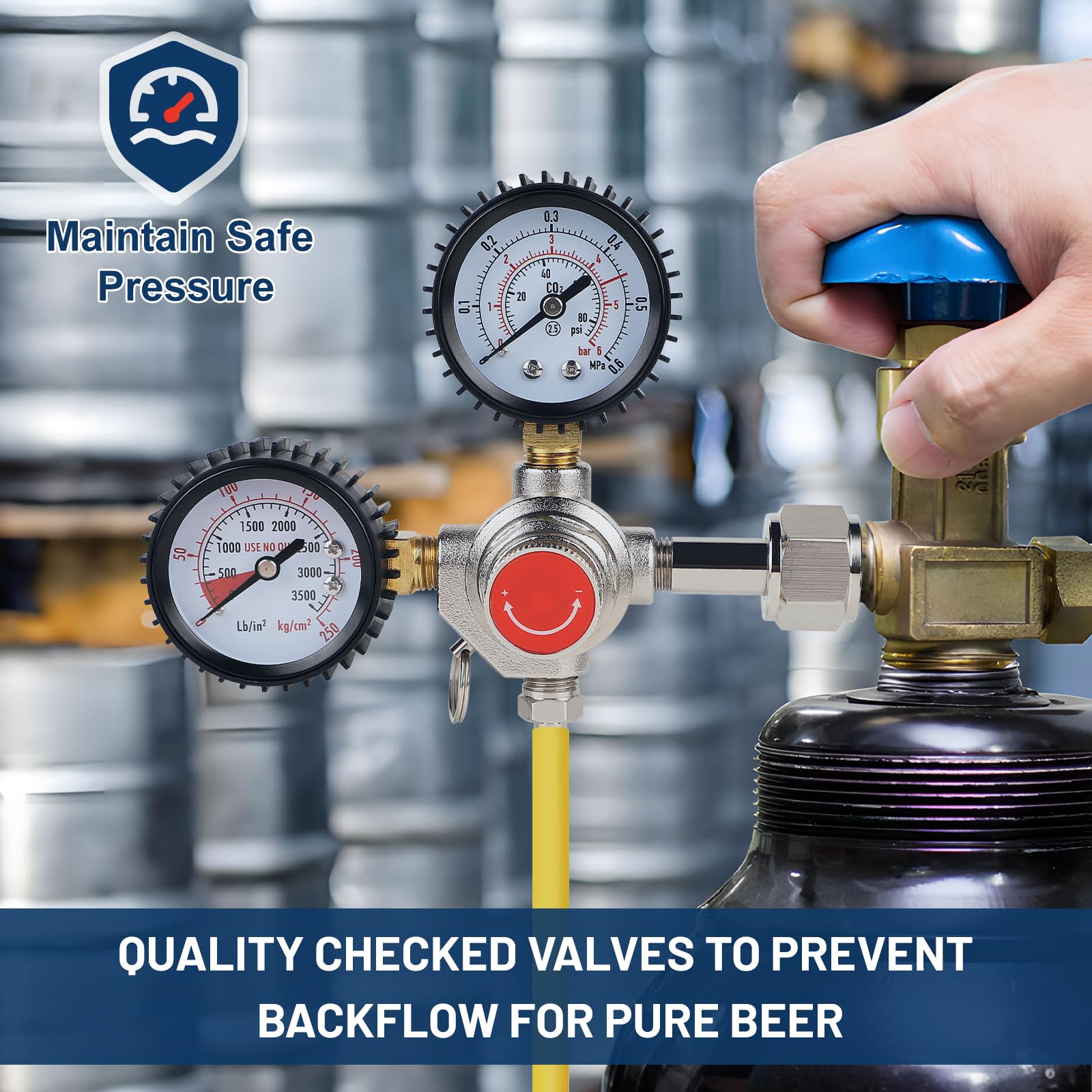 CPROSP Regulador de Presión CO2, Regulador de Botella de Gas, Dióxido de Carbono Reductor de Presión con Manómetro Doble W21.8 para Máquina de Cerveza, Elaboración de Cerveza, Dispensador de Cerveza — view 7