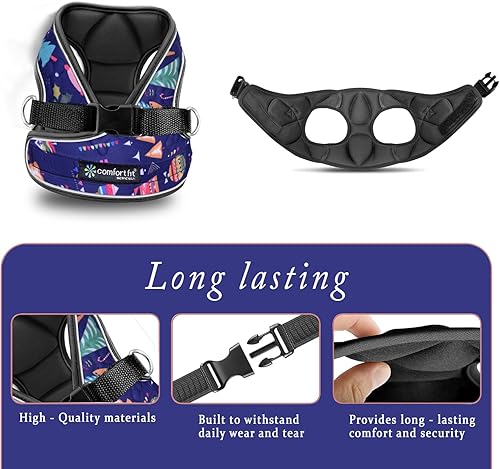 Miniatura 9 de Chaleco de arnés para perros pequeños, de ajuste cómodo, fácil de poner y quitar suave acolchado interior y exterior, asegura que tu perro se sienta