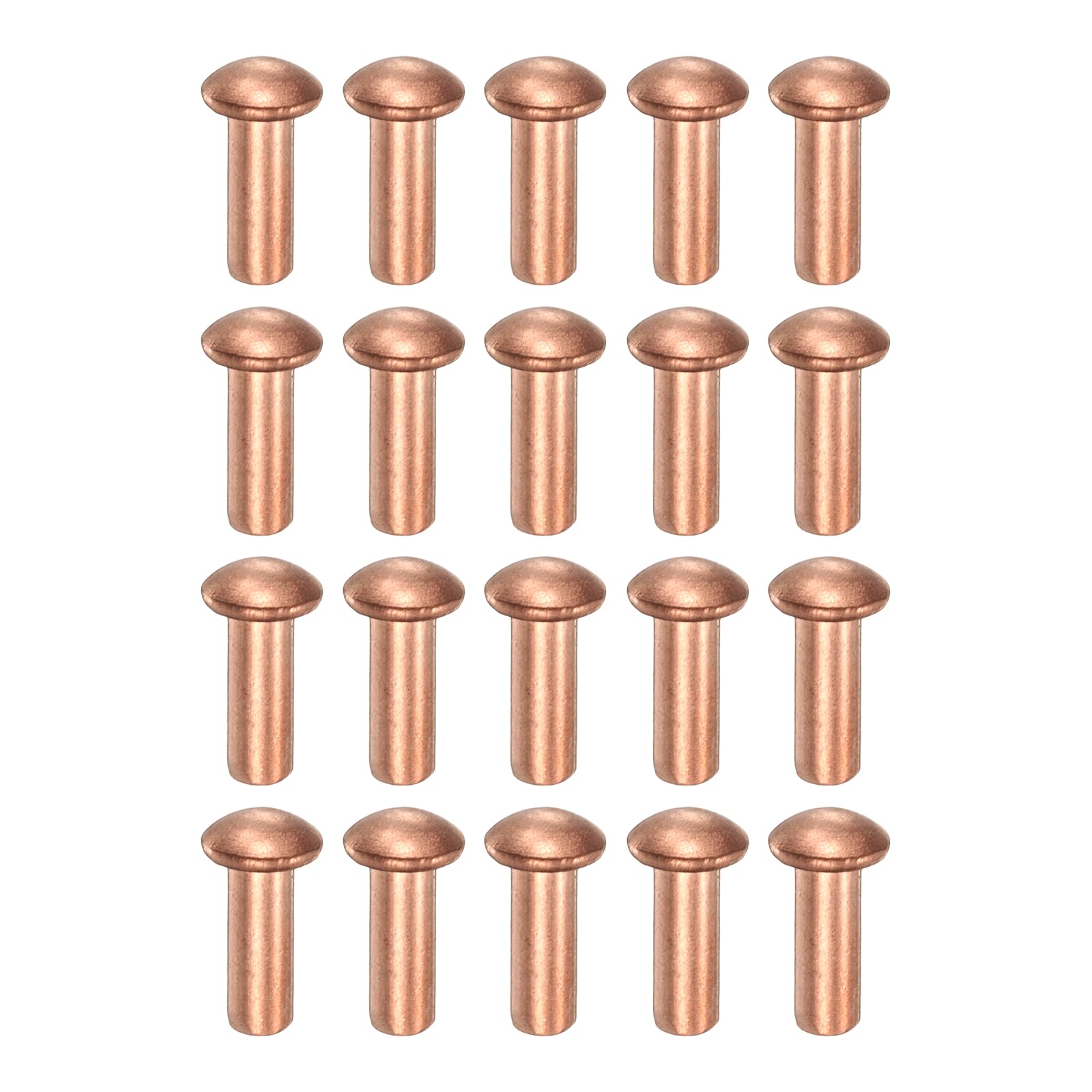 Rivets en cuivre massif de précision M3 x 8 mm à tête demi-ronde - 200 pcs