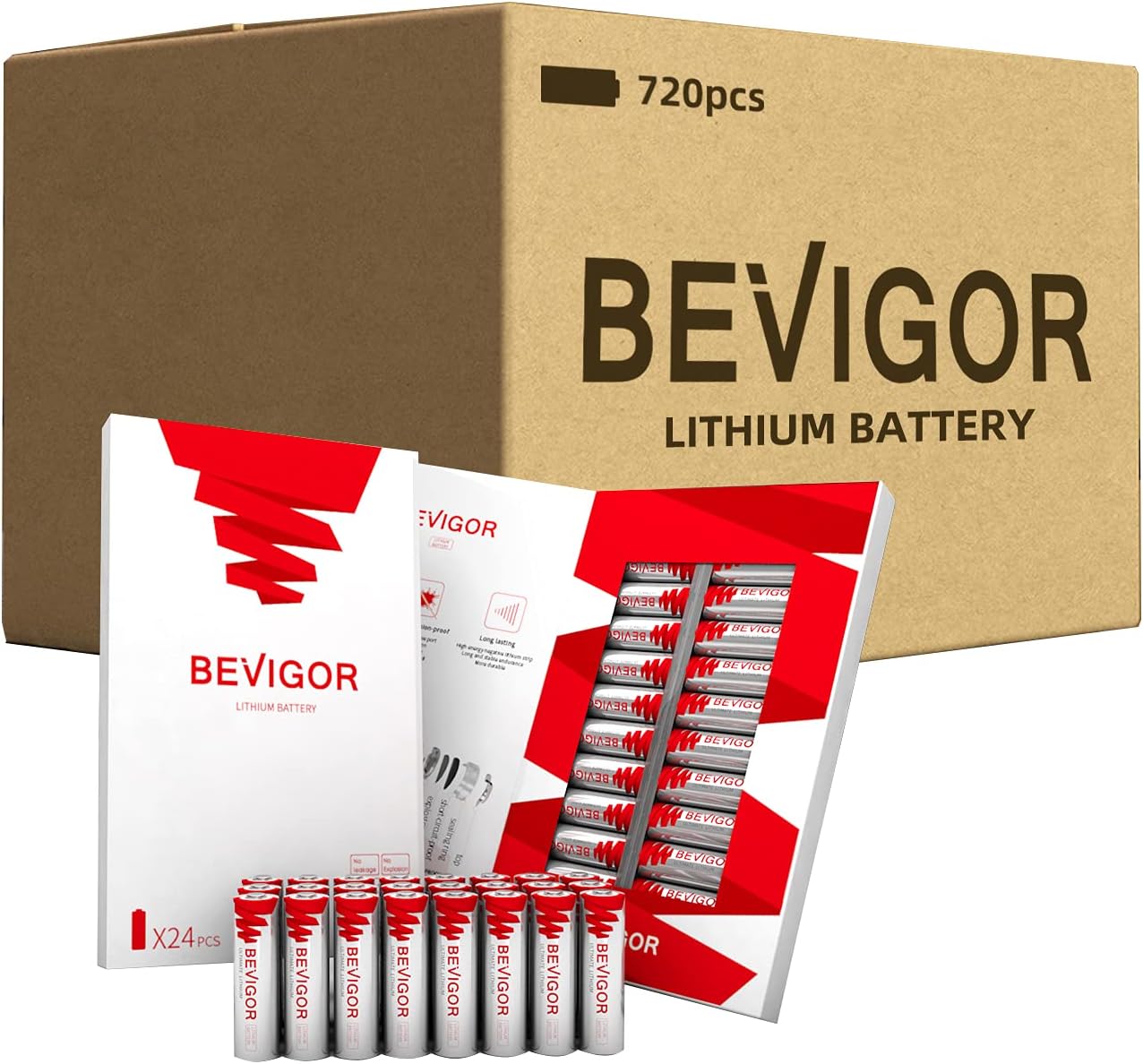 BEVIGOR Lithium AA Batteries, 720 Pack Lithium Iron Double