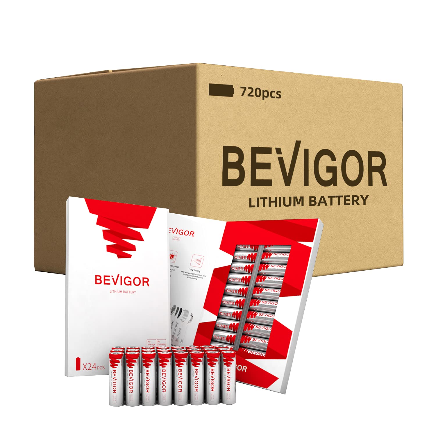 BEVIGOR Lithium AA Batteries, 720 Pack Lithium Iron Double A Battery Non-Rechargeable