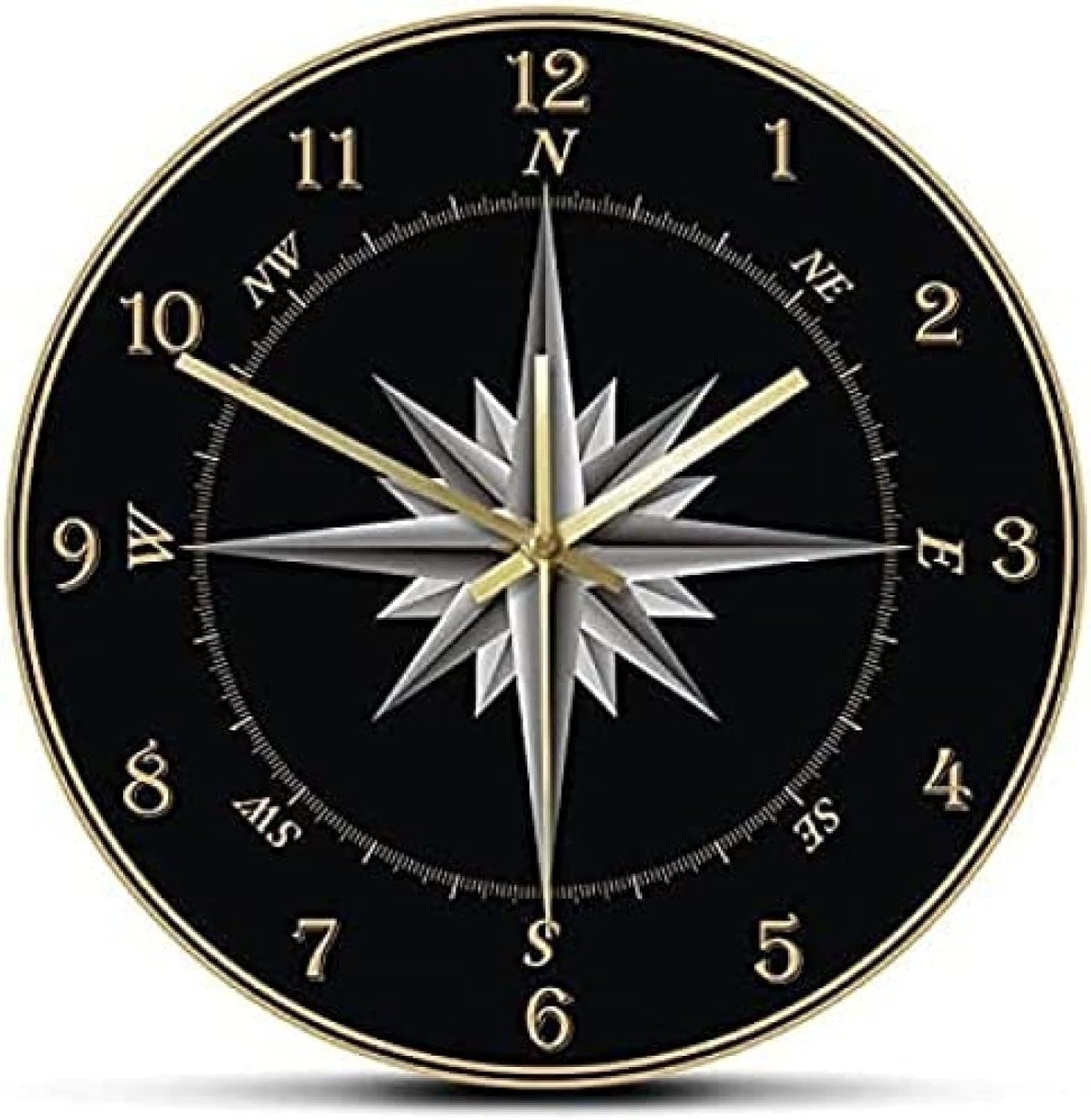 Wall Clock Mariner'S Compass Wall Clock Compass Rose