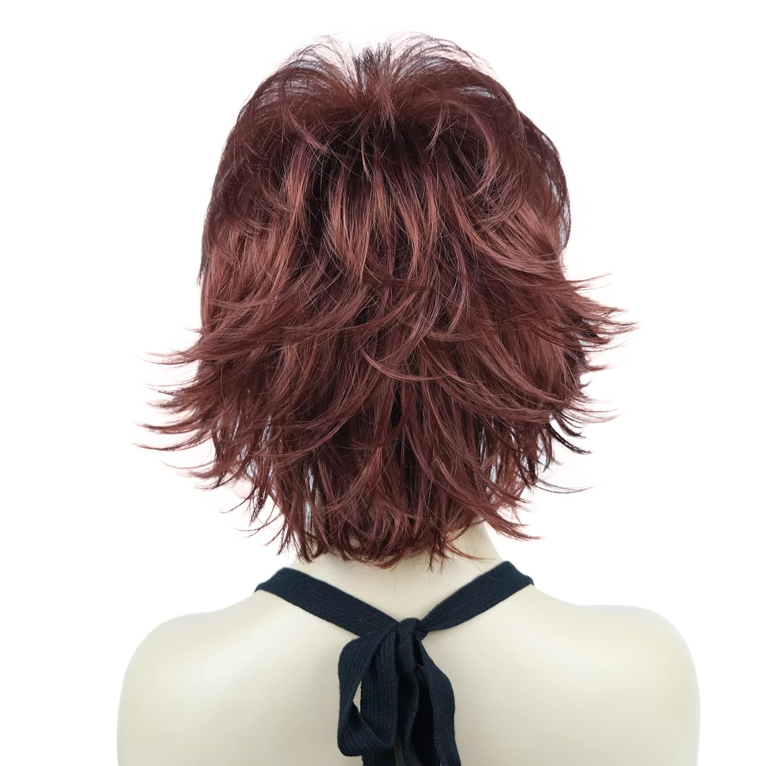Lydell Short Layered Shaggy Wavy Full Synthetic Wigs (131 Burgundy Red) - Image 4