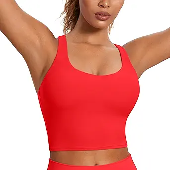 CRZ YOGA Womens Butterluxe Strappy Longline Sports Bra - Padded Criss Cross Yoga Bra Workout Crop Tank Tops