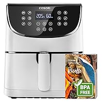 COSORI Friggitrice ad Aria 5,5 Litri, Air Fryer, 1700W, 13 Funzioni, 85% Meno Olio, 75-205°C, Fino al 50% Più Veloce del Forno, 100 Ricette Italiane, Display Digitale, CP158 Bianco