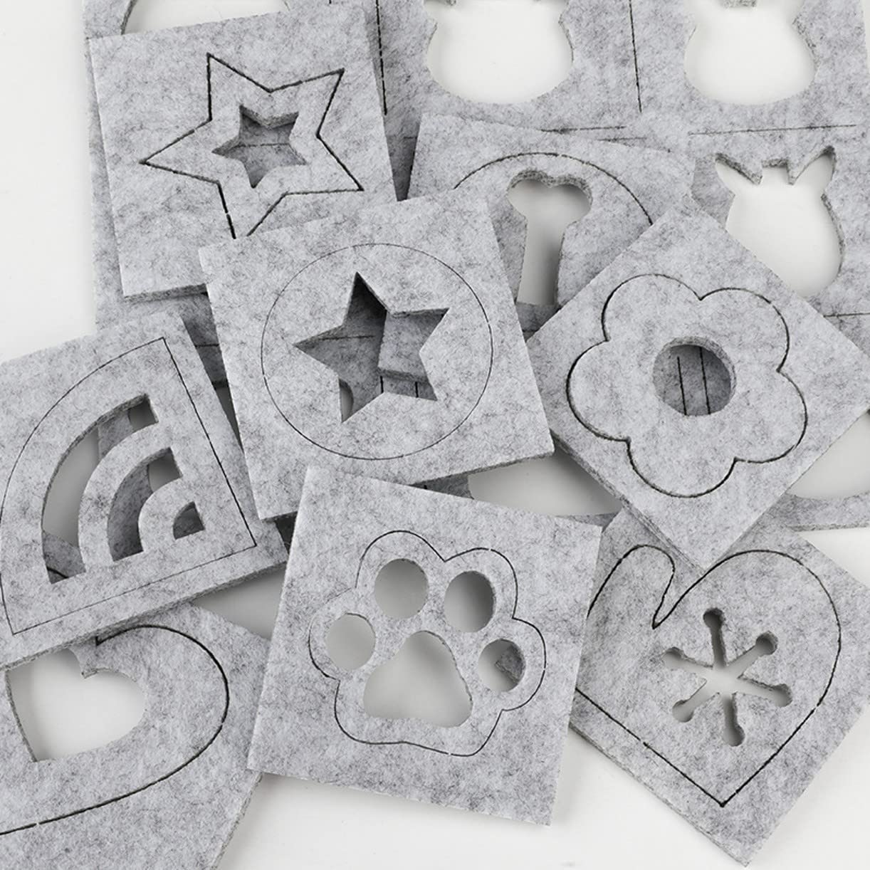 WellieSTR 12 Stlye DIY Felt Template Needle Felting Applique Mold Felting Stencil Craft Tool