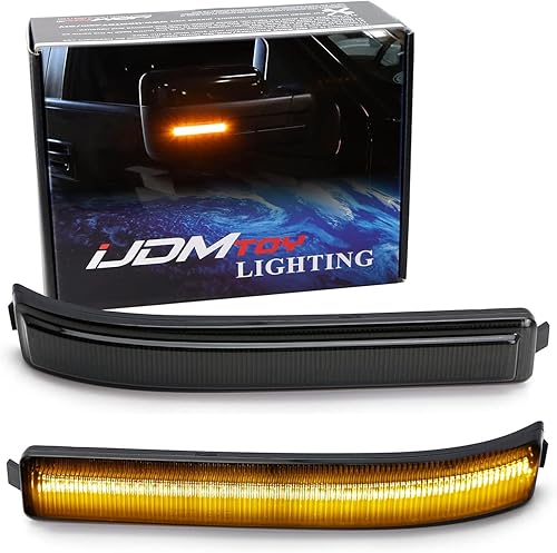 iJDMTOY Luces de marcador de espejo lateral LED ámbar con lente ahumada, compatibles con Ford F150 2009-14 y SVT Raptor 2010-14, reemplaza