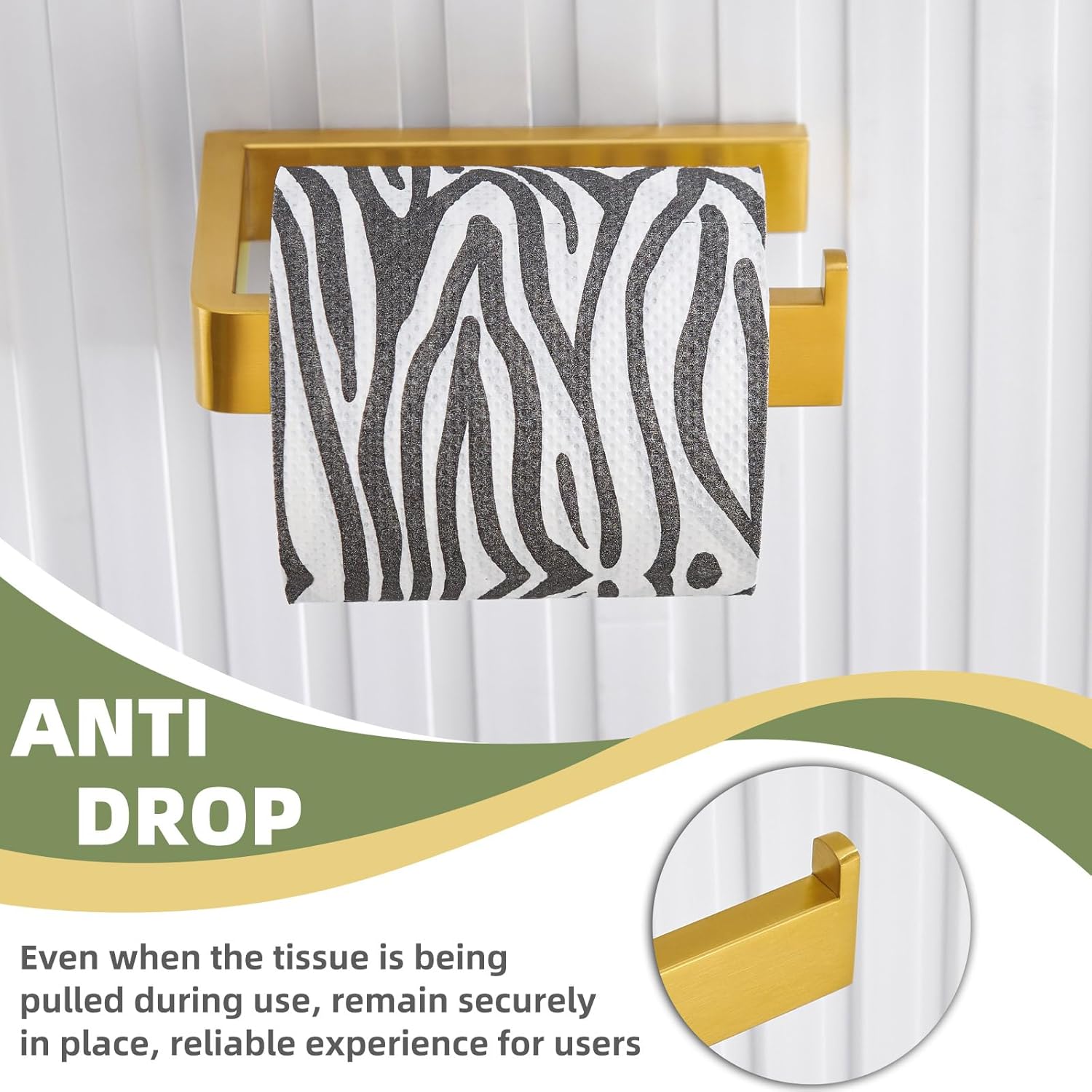 APLusee Brushed Gold 304 Stainless Steel Toilet Paper Holder, Towel Bar for Bathroom Bundle, Wall Mounted