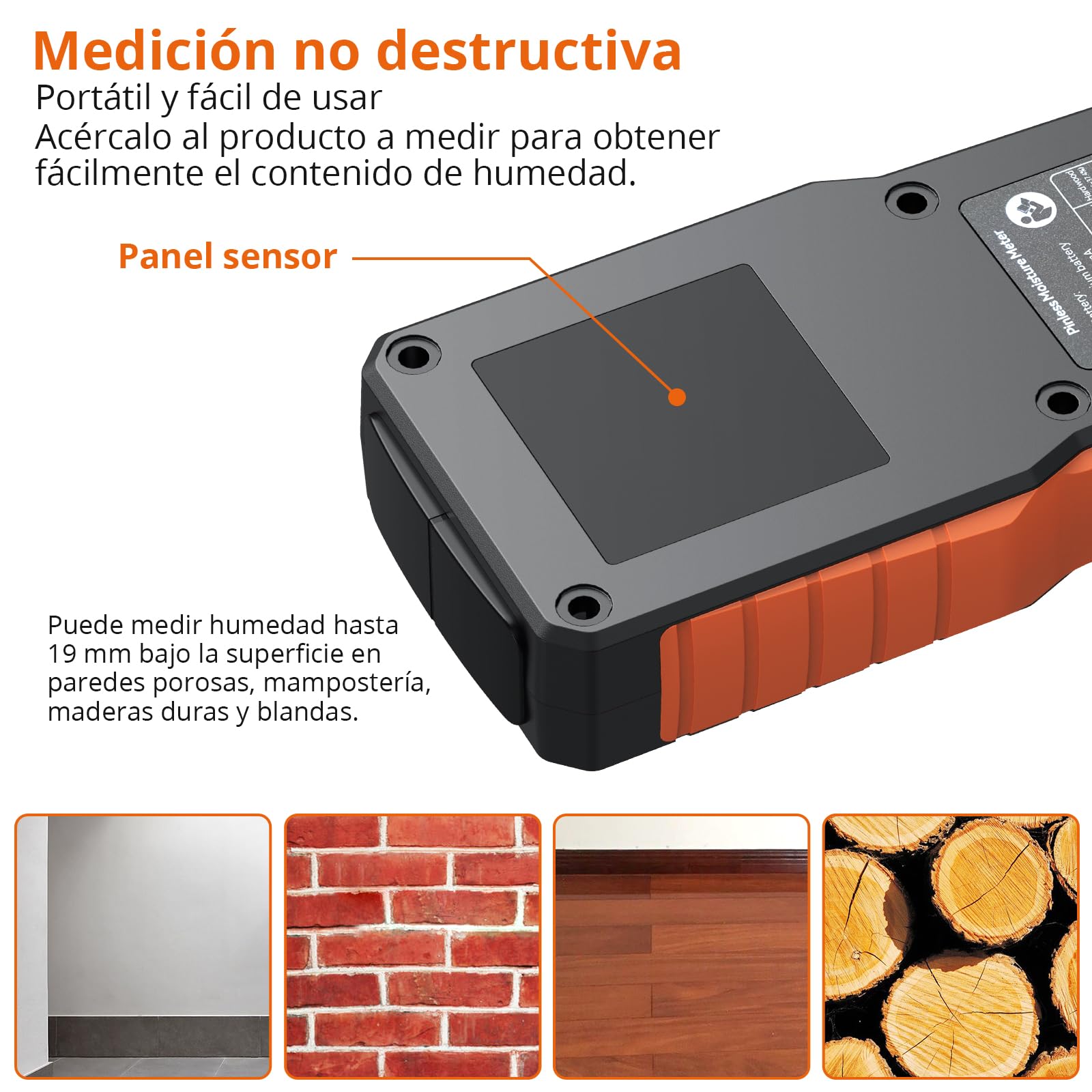 Proster Medidor de Humedad Digital de Pared Recargable Detectores de Humedad Higrómetro Profesional de Pared Sin Aguja con Pantalla LCD y Alarma Audible Para Madera, Paredes, Yeso, Mampostería