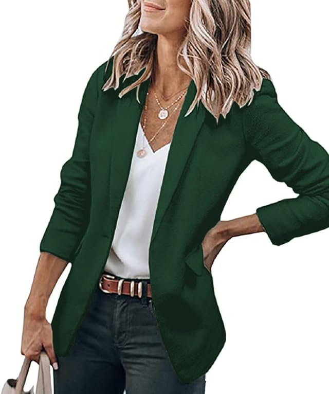 Womens Open Front Business Casual Pockets Work Office Blazer Jacket Long Sleeve Sleeveless Suit Top Lightweight