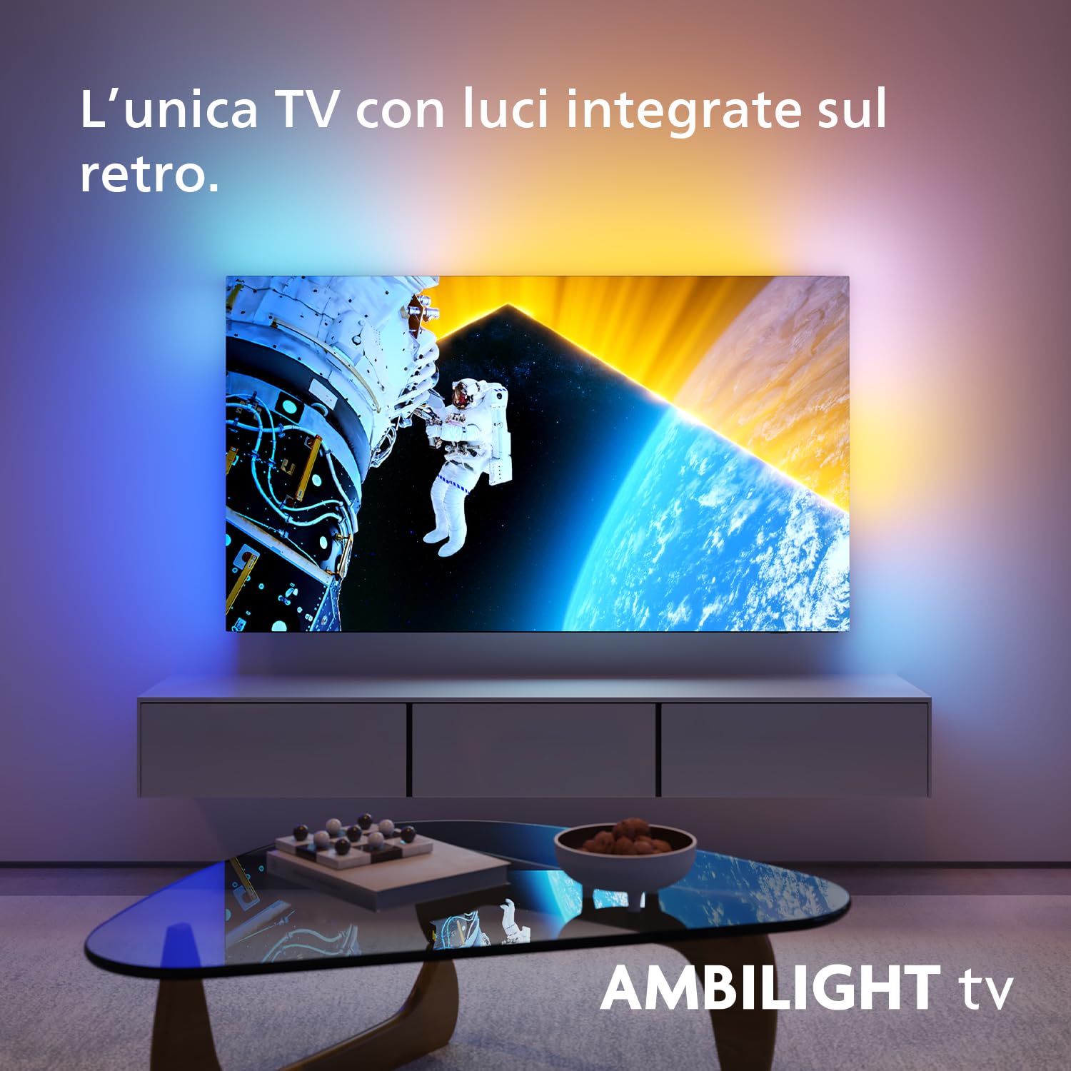 Philips Ambilight 65OLED819 4K OLED Smart TV - Display 65’’ con P5 AI Perfect Picture Ultra HD Google TV Dolby Vision e Dolby Atmos Sound, Funziona con Alexa e Google Assistant - Cornice in metallo