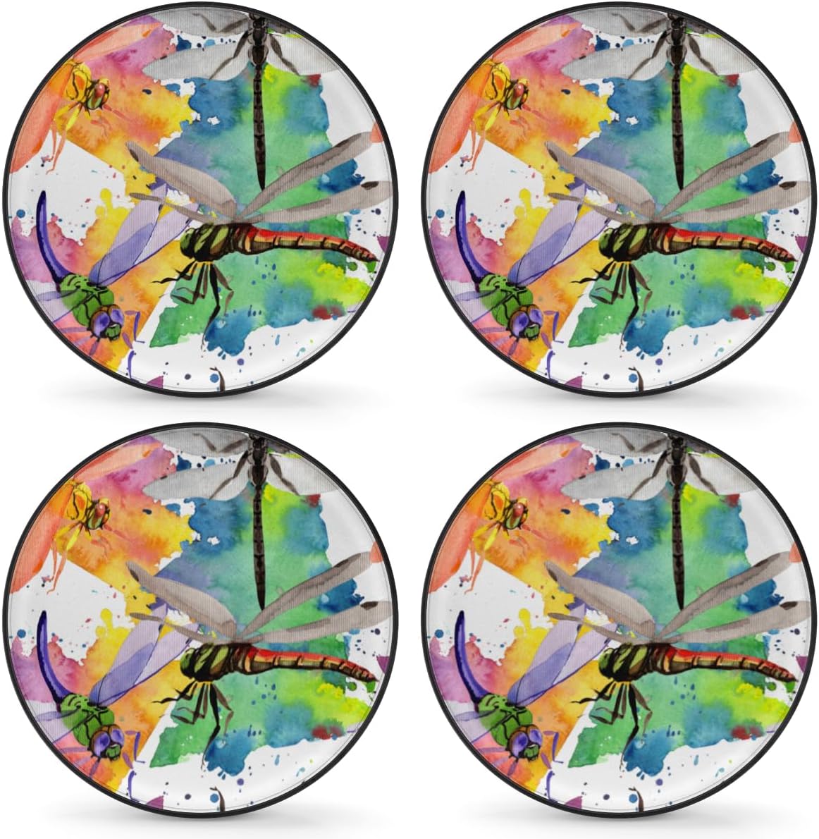 Watercolor Dragonfly Tire Covers Portable Spare Tire Cover Soft Durable Waterproof Dustproof Set of 4 Bags 14 Inches for Car Truck SUV Trailer Camper