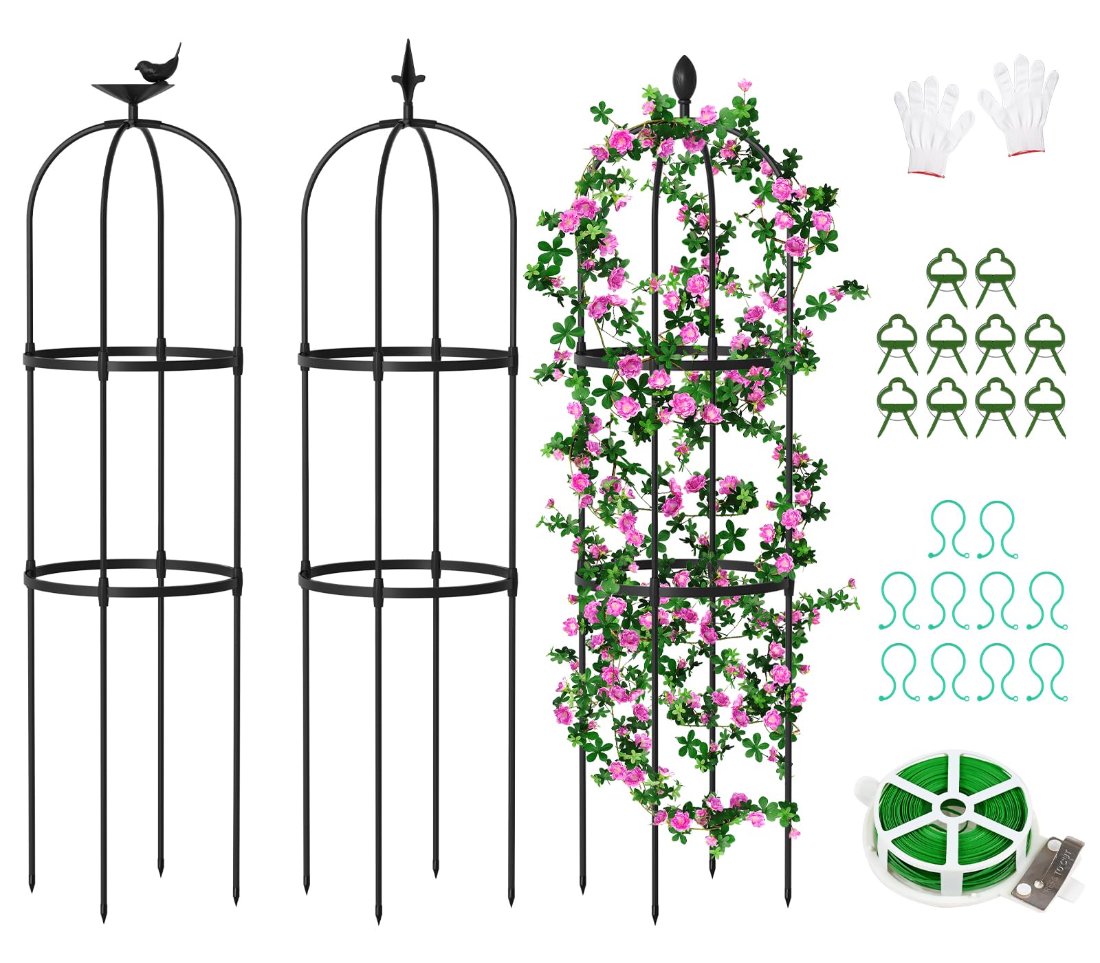 SUNYRISY Rankhilfe Garten Obelisk 3er Set, Rankgitter Käfige für Kletterpflanzen wie Blumen, Tomaten, Rosen usw, Witterungsbeständig Beschichtetes Metall Gartendekoration