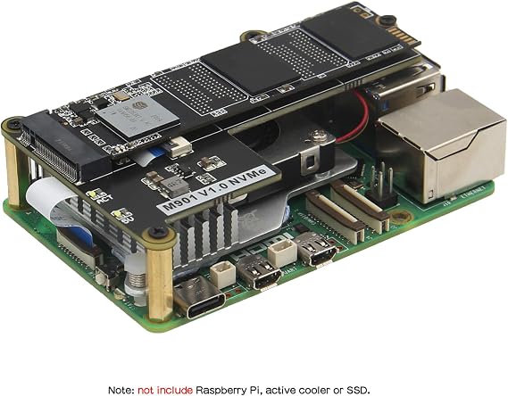 Geekworm M901 PCIe to M.2 HAT Key-M NVMe SSD PIP Board for Raspberry Pi 5